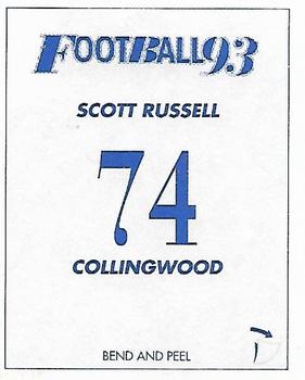 1993 Select AFL Stickers #74 Scott Russell Back
